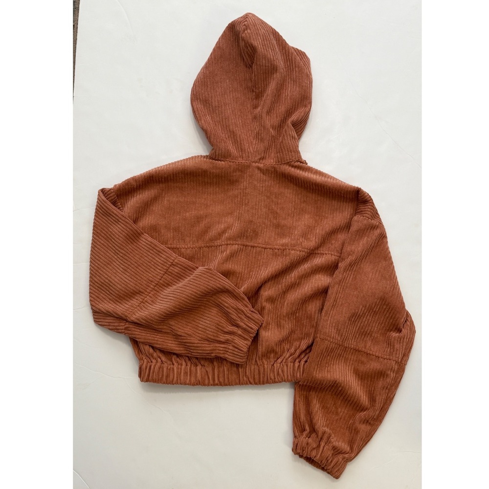 Altar'd State Rust Corduroy Cropped Zip Up Hoodie Jacket XS FL21A863 Terracotta - Picture 2 of 6